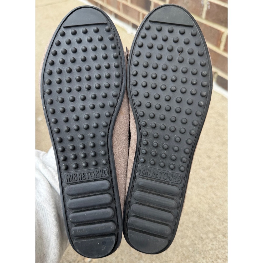 Minnetonka Kilty Suede Moc Grey Fringe Driving Moccasin Loafers 401T Womens 7 - Picture 4 of 9